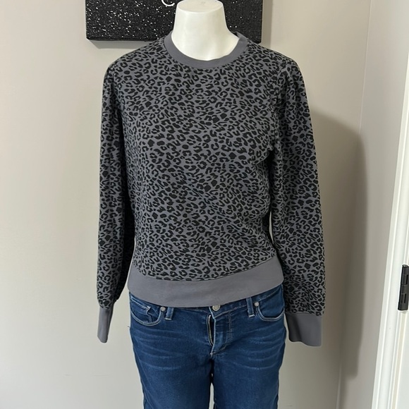 RAILS Marcie Charcoal Mini Cheetah Gray Black Sweatshirt Sz XS - Picture 3 of 10
